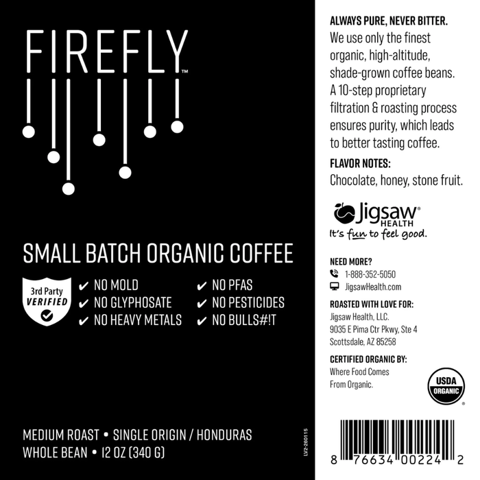 Firefly Organic Mold-Free Coffee Beans 12oz