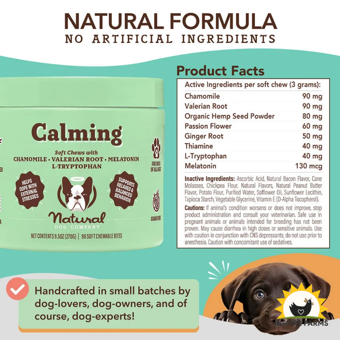 Natural Dog Company Dog Calming Supplement Chews - 90 Count