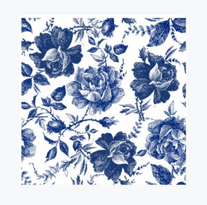 Sketched Blue Flowers - Rice Decoupage Paper