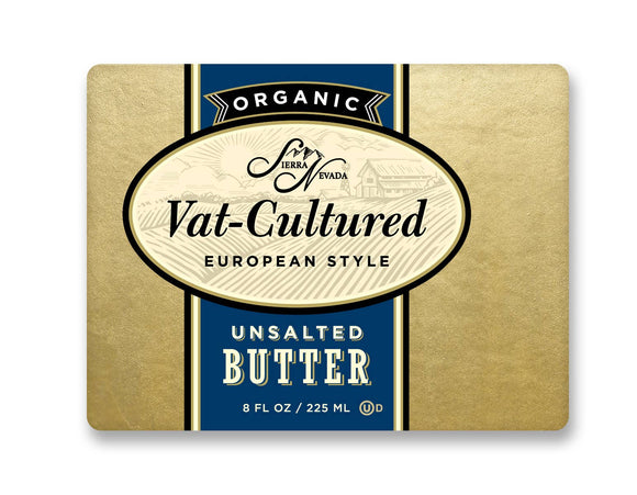 Organic Vat Cultured Euro-Style Unsalted Butter 8oz