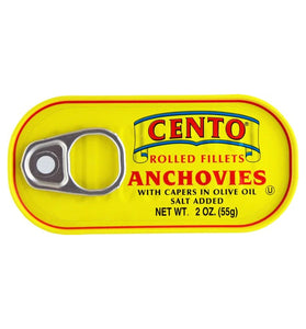Cento Rolled Fillets of Anchovies with Capers 2 OZ