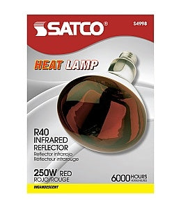 Red Heat Lamp Bulb, 250 watt